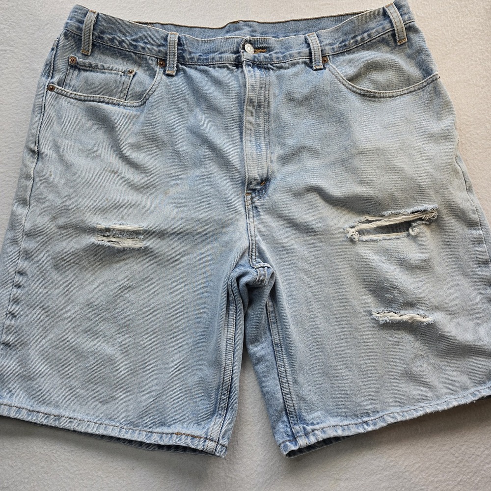 Vtg Levi's 550 Distressed Denim Jorts Mens W42 Light Wash Baggy 90s Grunge Skate